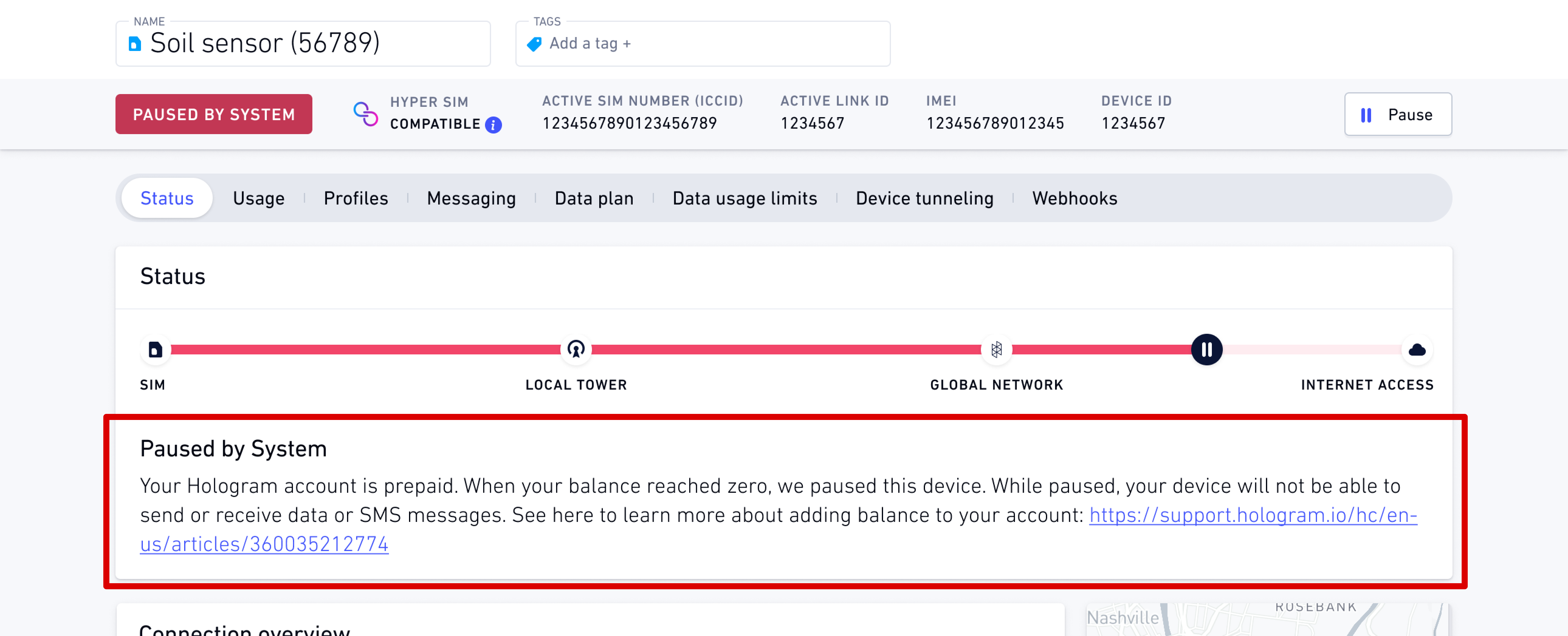 SIM errors “Paused by System” or "Please contact support to change this
