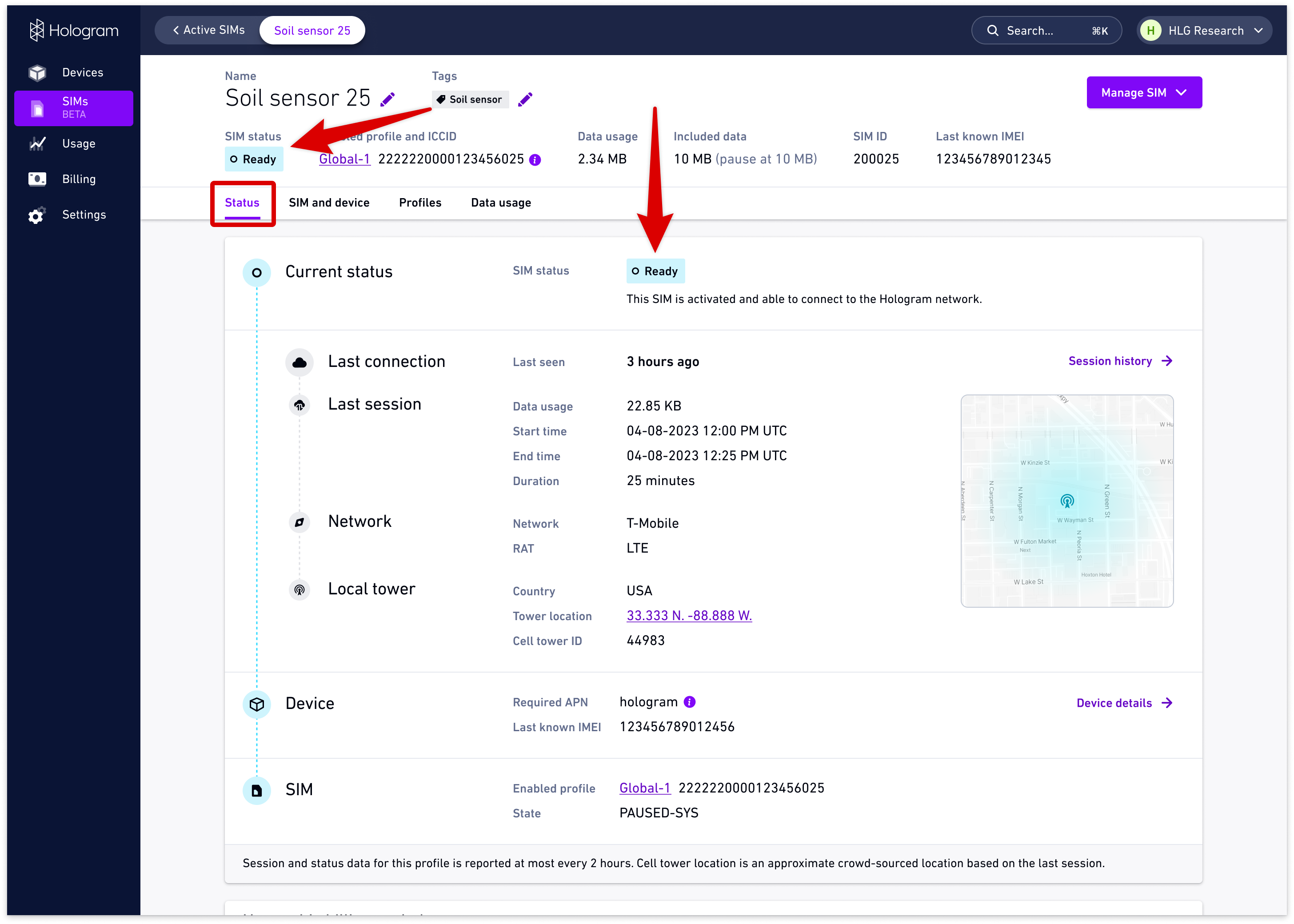 SIM states and statuses – Hologram