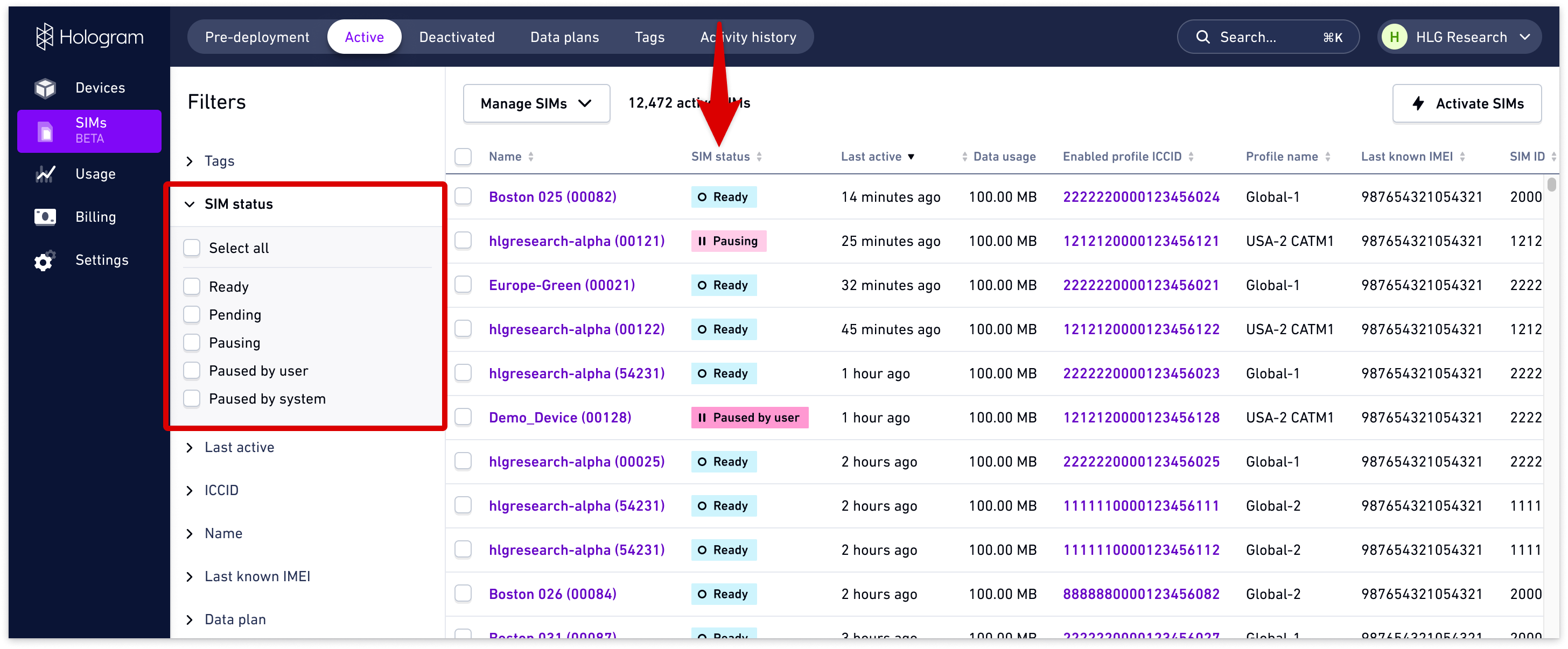 SIM states and statuses – Hologram